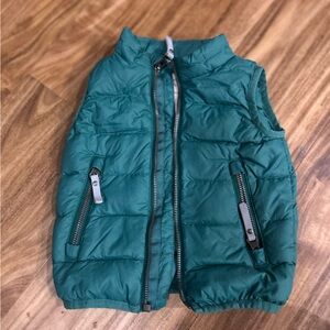 Teal Puffer Vest with Zipper Pockets